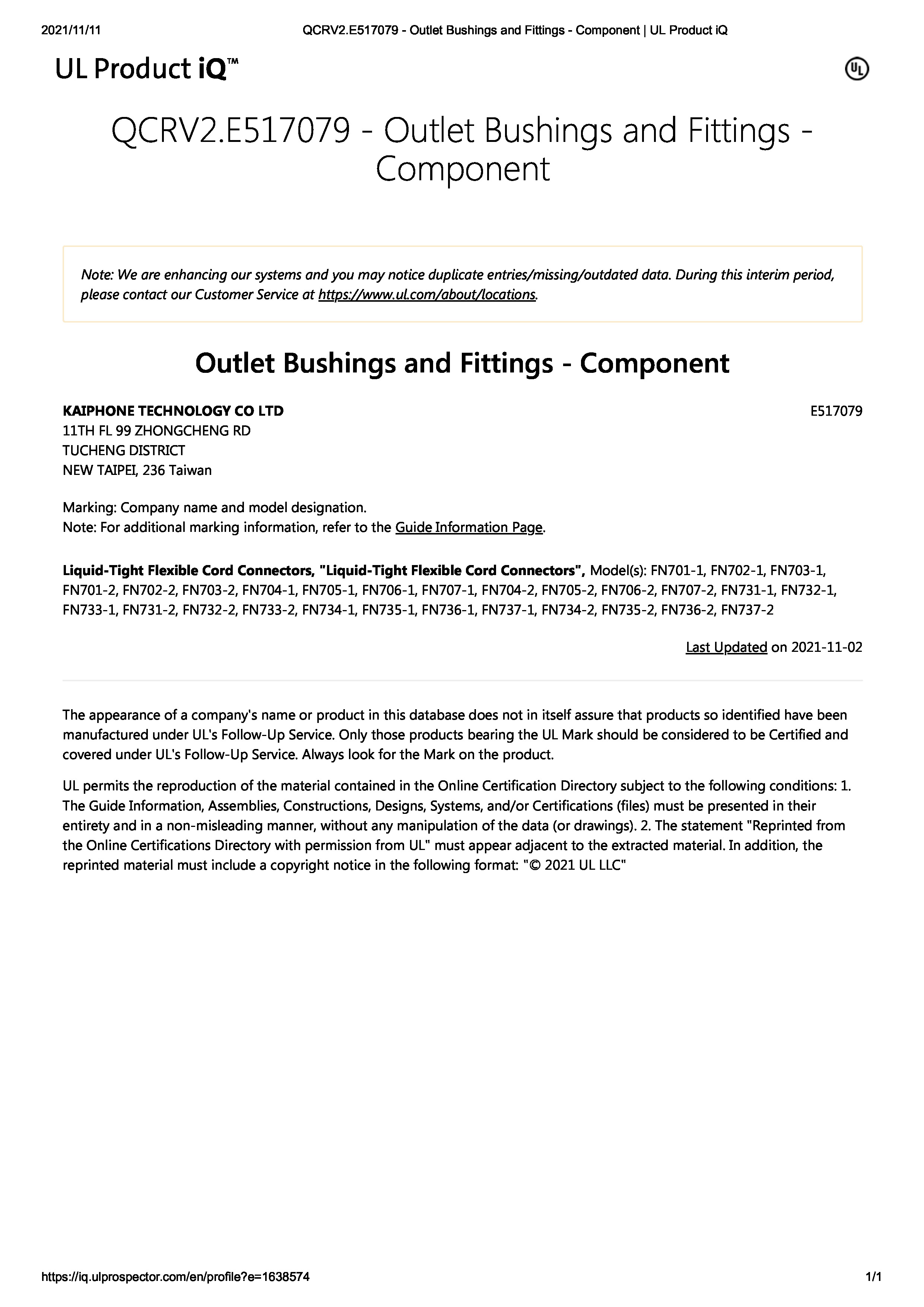 QCRV2.E517079-Outlet Bushings and Fittings for Canada