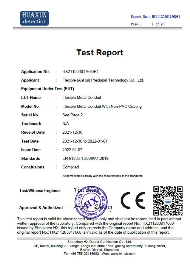 EN 61386-1 2008 A1 2019 Flexible Metal Conduit
